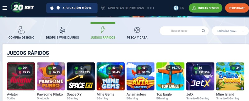 20Bet - El mejor casino online para jugar a Aviator en España