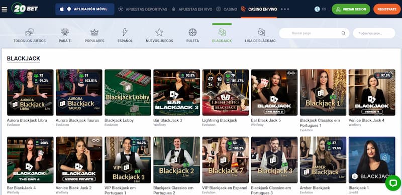20bet - El mejor casino para jugar al blackjack en vivo en España