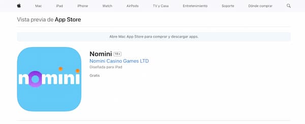 Aplicación de Casino Nomini