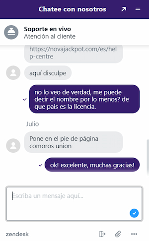 Atencion al cliente nova jackpot