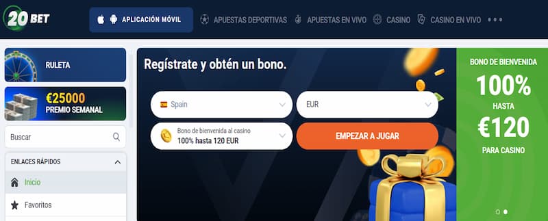 Bono de bienvenida de 20Bet con giros gratis