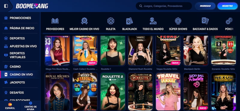Boomerang - El mejor casino en vivo sin licencia en España