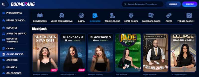 Boomerang - El mejor casino para jugar al blackjack en vivo en España
