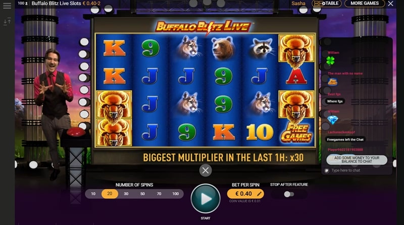 Buffalo Blitz Live - Casinia crupier