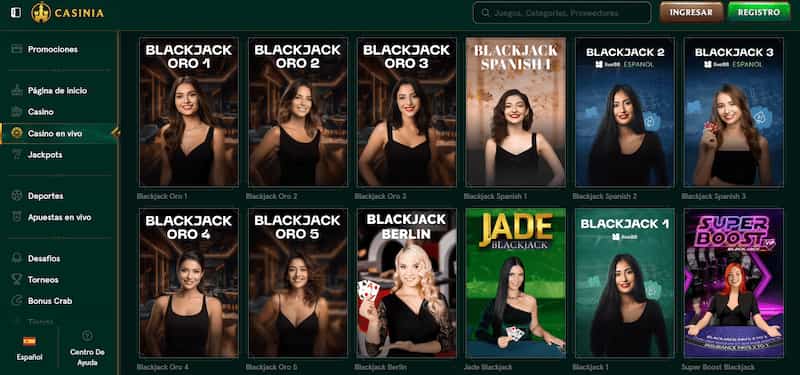 Casinia - El mejor casino para jugar al blackjack en vivo en España