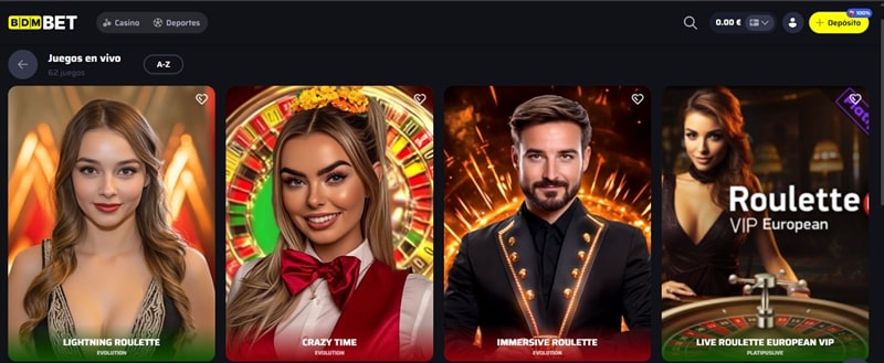Casino en vivo BDMbet España - Adrenalina en tiempo real