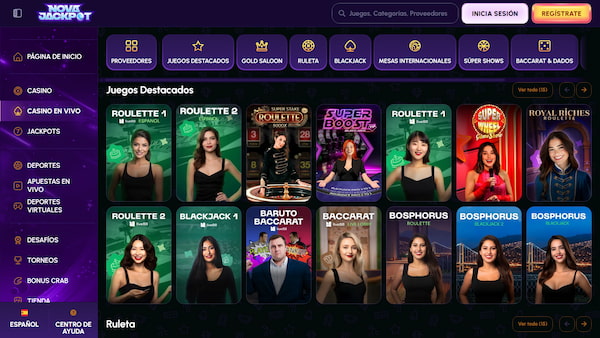 Casino en vivo en el casino Nova Jackpot de España