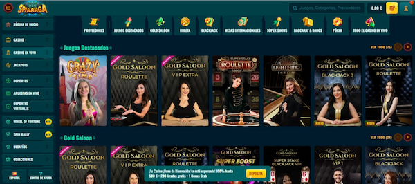 Casino en vivo en Spinanga España