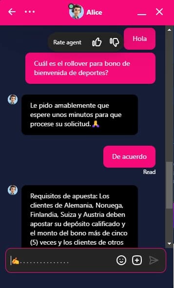 Chat en vivo - Boomerang Bet casino España