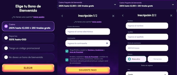 Formulario de registro Nova Jackpot