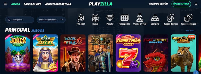 Juegos principales - Casino PlayZilla España