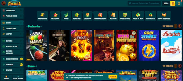 Juegos de casino de Spinanga Casino España
