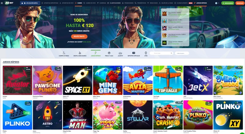 20Bet - El mejor casino para jugar a Crash en España