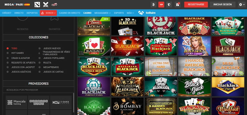 Juegos de blackjack en el Casino Megapari