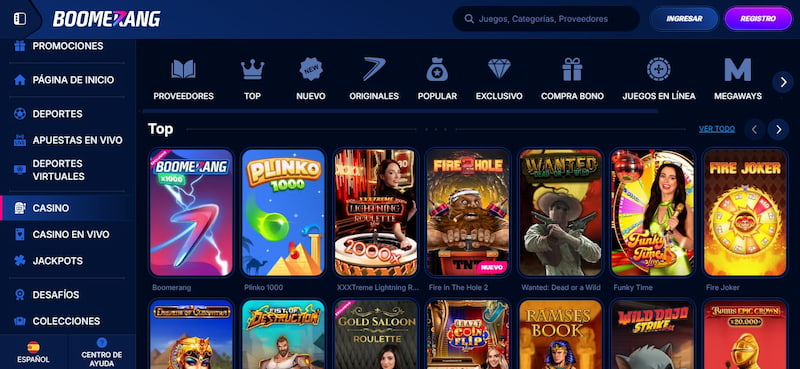 Juegos de casino - Boomerang Bet casino España