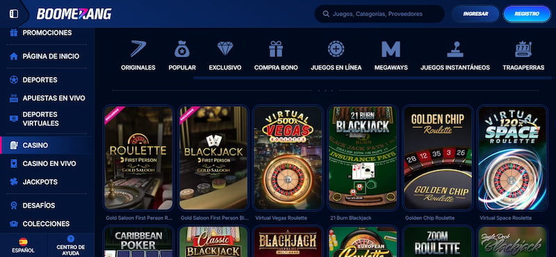 Juegos de mesa - Boomerang Bet casino España