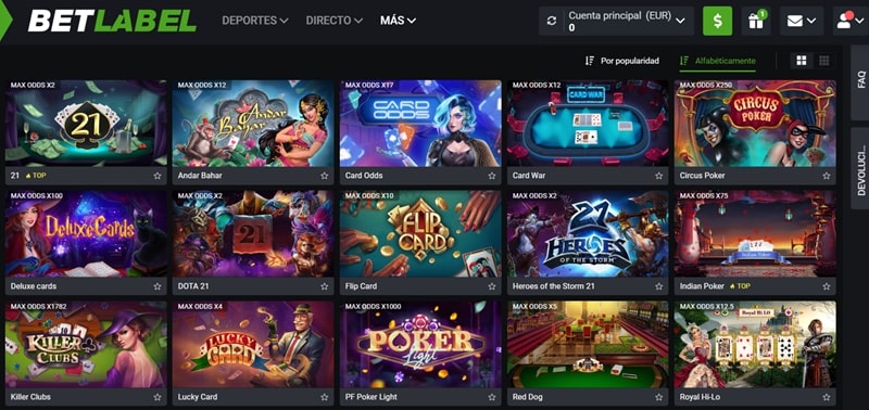 Juegos exclusivos de BetLabel España por popularidad