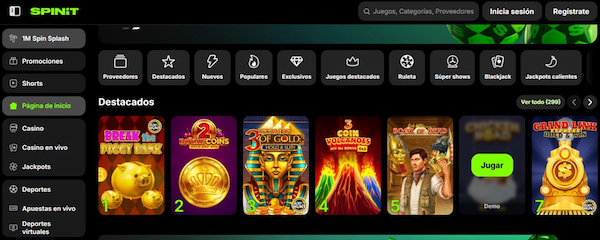 Juegos gratuitos en Spinit España