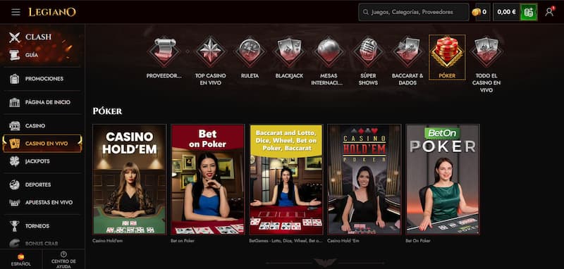 Legiano - El mejor casino para jugar al póker en vivo en España