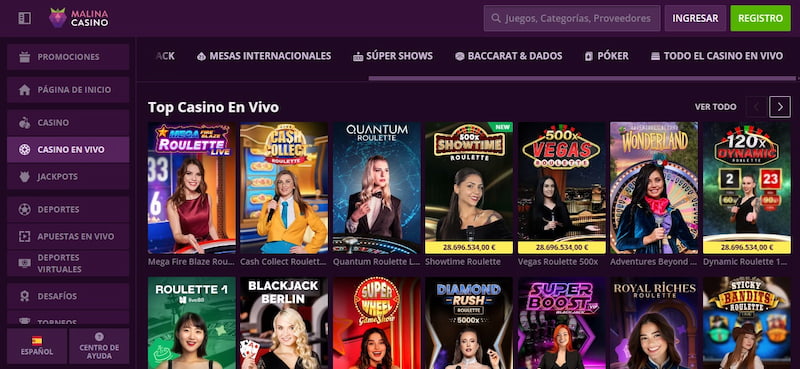 Malina - El mejor casino en vivo sin licencia en España