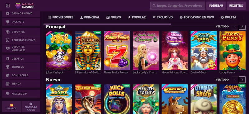Malina - El mejor juego de casino con licencia extranjera en España