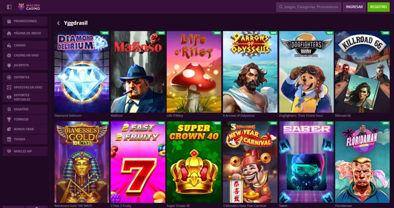 Malina - Los mejores casinos para jugar a Yggdrasil