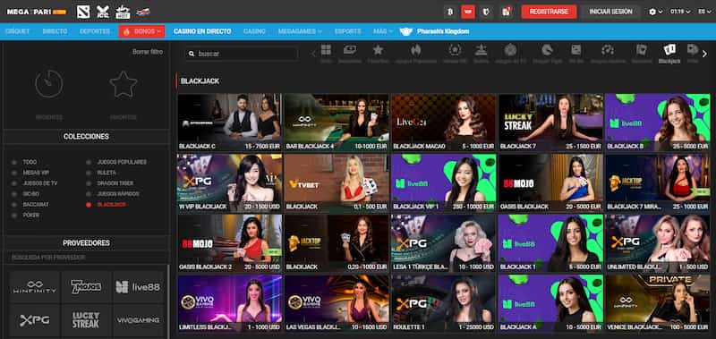Megapari - El mejor casino para jugar al blackjack en vivo en España