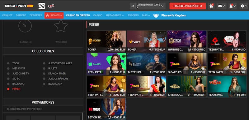 Megapari - El mejor casino para jugar al póker en vivo en España