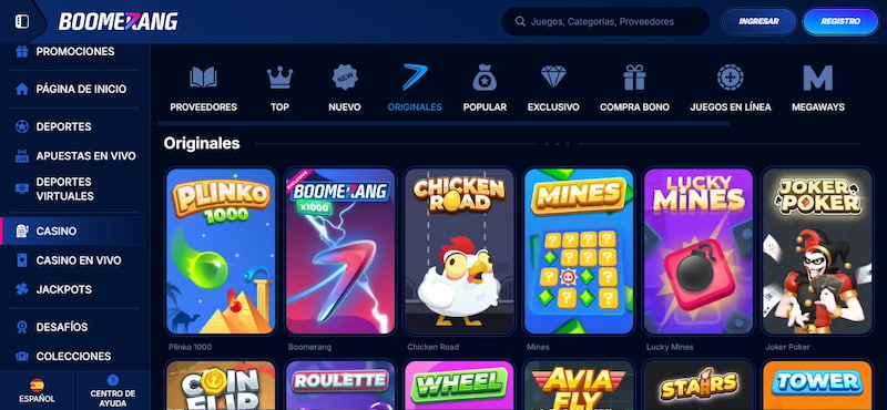 Otros juegos disponibles - Boomerang Bet Casino España