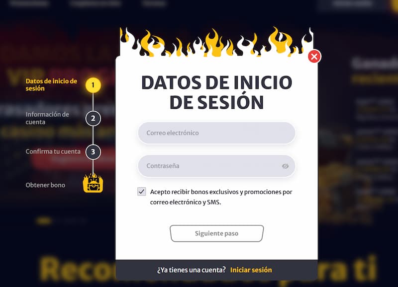 Formulario de registro - HellSpin Casino España