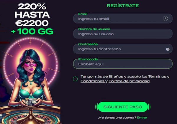 Registro en Glitch Spin España