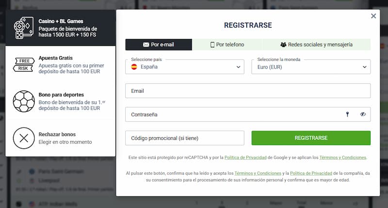 Proceso de registro en BetLabel Casino España