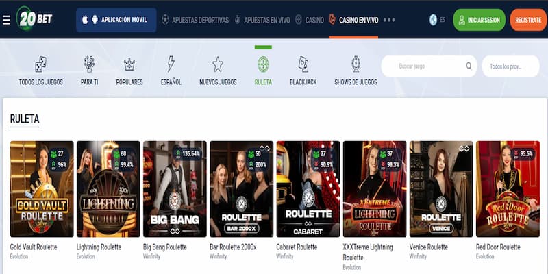 Ruleta en Vivo en 20bet - el mejor casino para jugar en España