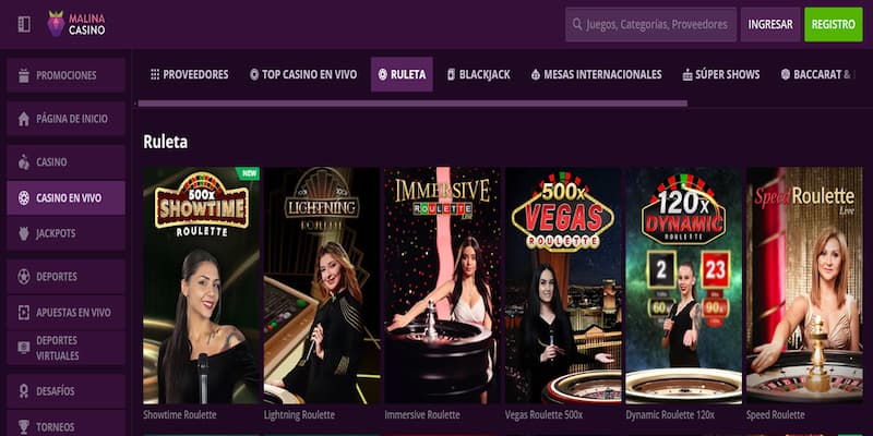 Ruleta en Vivo en Malina - el mejor casino para jugar en España