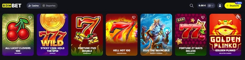 Tragamonedas del casino BDMbet España