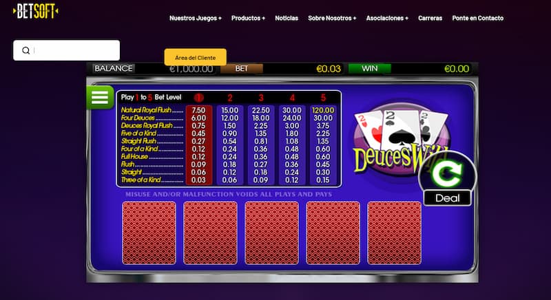 Video póker Betsoft