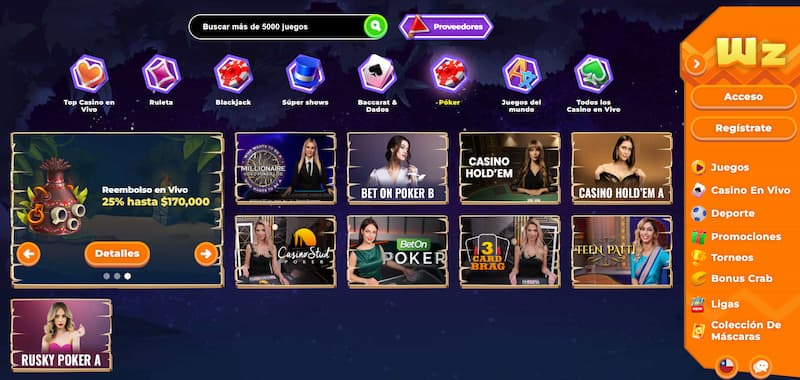 Wazamba - El mejor casino para jugar al póker en vivo en España