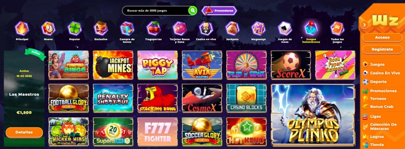 Wazamba - La Mejor variedad de juegos crash