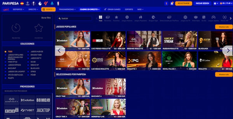 casino en vivo paripesa España